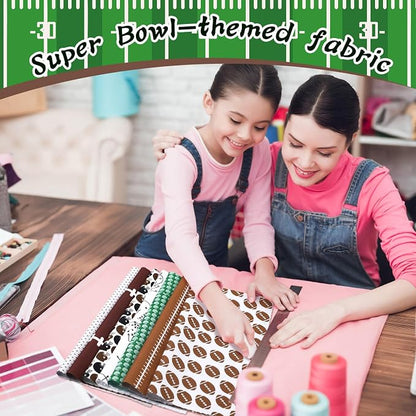 Ganeen 60 Pcs 10 x 10 Inch Football Quilting Fabric Squares Vintage Football - Image 3