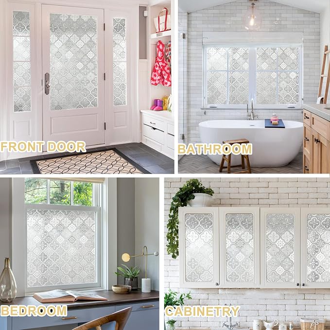 Window Privacy Film Decorative for Front Door, Bathroom Static Cling Stained - Image 6