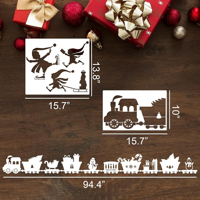Christmas Stencils for Window Glass Large Christmas Stencil Reusable Winter - Image 2