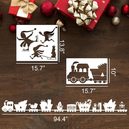Christmas Stencils for Window Glass Large Christmas Stencil Reusable Winter - Image 2
