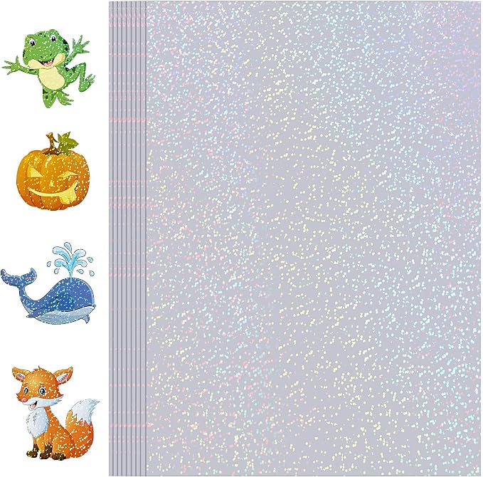 Holographic Sticker Paper, 24 Sheets Transparent Holographic Laminate Vinyl by Buynow