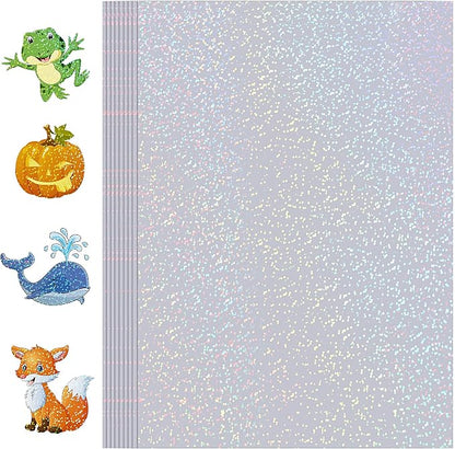 Holographic Sticker Paper, 24 Sheets Transparent Holographic Laminate Vinyl by Buynow