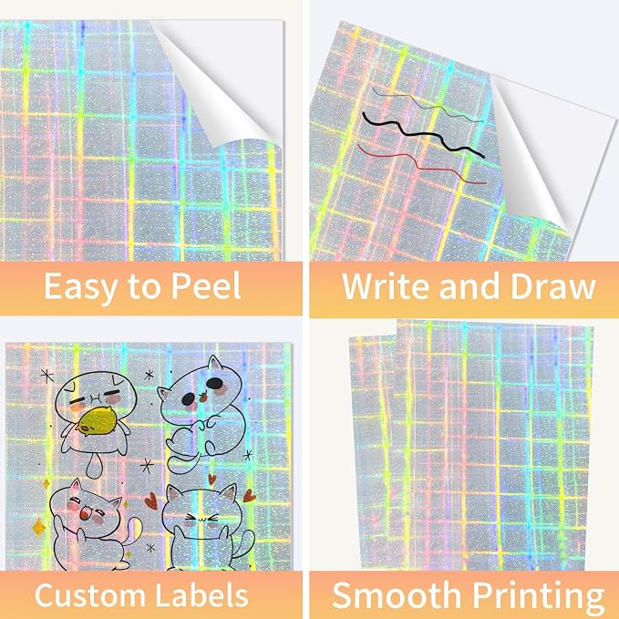 Printable Sticker Paper, 20 Sheets Printable Holographic Sticker Paper - Image 4