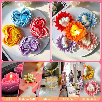 JDH 2PCS Flower Candle Molds, Heart Rose Candle Mold, 3D Angel Baby in - Image 6