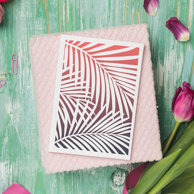 Stencils for Crafts Reusable Texture Stencils Background Stencil Leaf Floral - Image 7