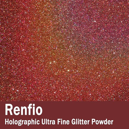 Renfio Holographic Ultra Fine Glitter Powder Metallic Resin Glitter 2.11 Oz PET - Image 2