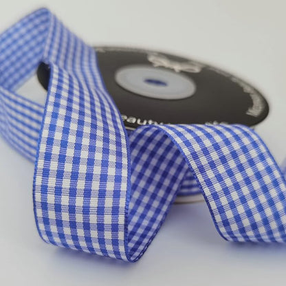 Blue and White Gingham Ribbon Plaid Ribbon 25 Yards Each Roll 100% Polyester - Image 7