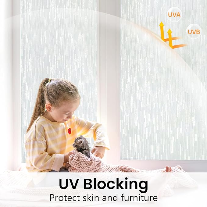 Haton Window Privacy Film, Frosted Glass Static Cling Sun Heat Blocking Window - Image 3