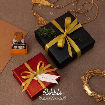 Ribbli Gold Satin Ribbon Double Faced Satin 1/2 Inch x Continuous 100 - Image 3