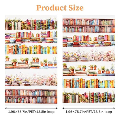 6 Rolls PET Tape Stickers for Journaling, Book-Themed Washi Tape Set, Butterfly - Image 2