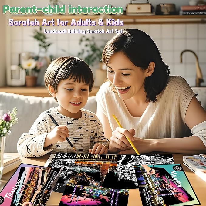 Scratch Art Painting Kit for Adults-8 Sheets A4 Rainbow Scratch Painting Paper - Image 6