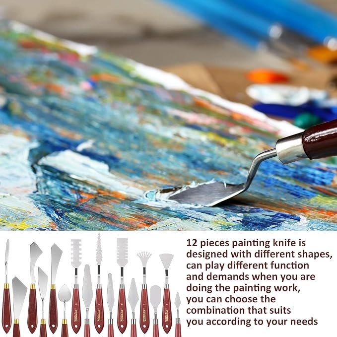 Honoson 16 Pieces Painting Knife Set Stainless Steel Palette Knife Set Draw - Image 4