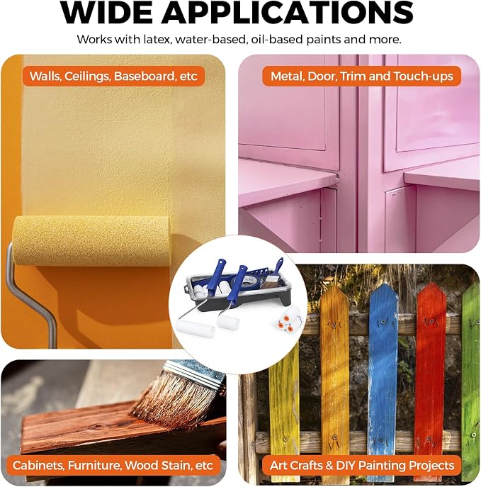 20pcs Small Paint Roller Kit, 4“ 2” Mini Roller Paint Brush - Image 5