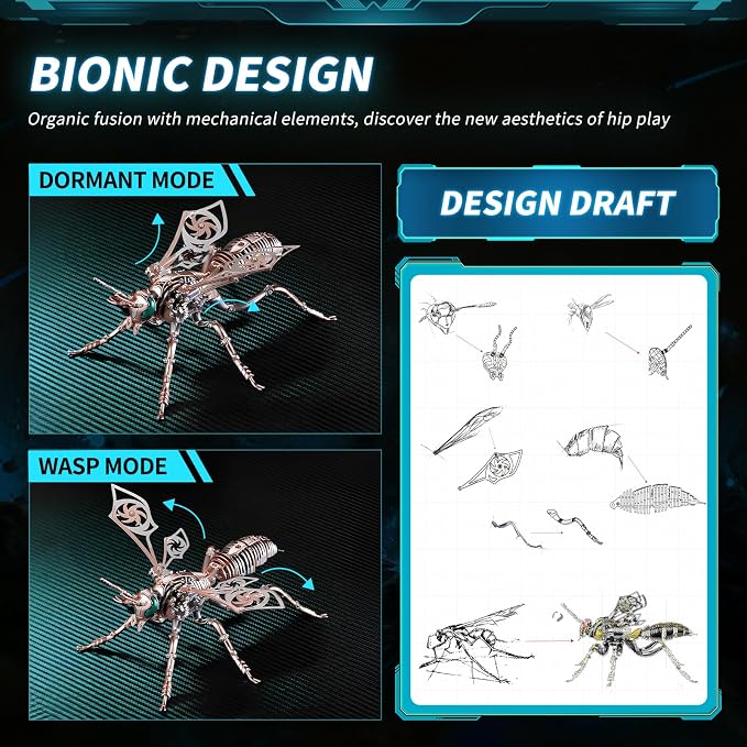 3D Puzzles for Adults, Metal Model Kit Wasp Mechanical Puzzle for Adults/Teens - Image 3