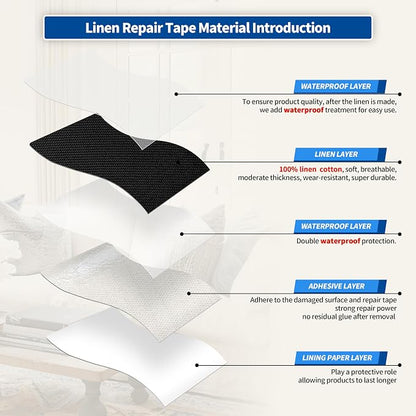 KING MOUNTAIN Linen Repair Patches, Self-Adhesive Linen Fabric Patches - Image 3