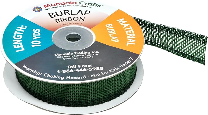 Mandala Crafts Green Burlap Ribbon 1 Inch Wide Jute Ribbons - Image 4