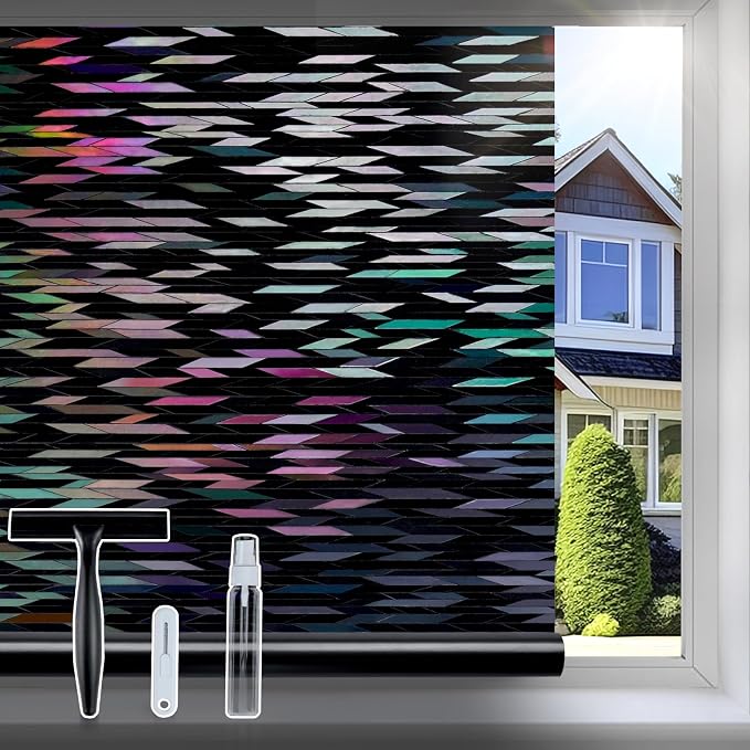 rabbitgoo Window Privacy Film, Total Blackout Window Film, Stained Glass Heat by rabbitgoo