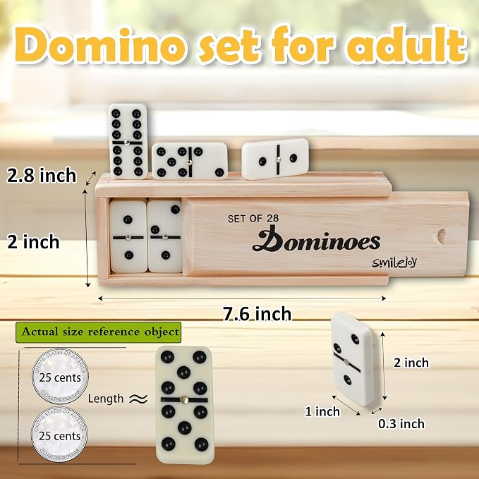Smilejoy Dominoes Set for Adults, Domino Set for Classic Board Games, Double 6 - Image 2