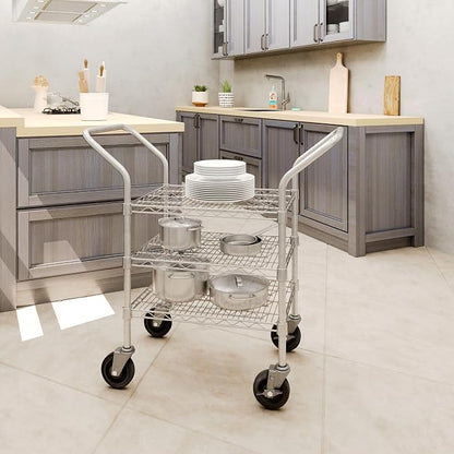 18" W x 24" L x 36" H Chrome Heavy Duty Utility Cart | 3-Tier | NSF Commercial - Image 3
