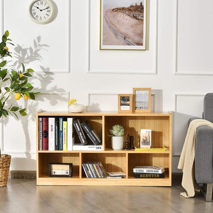 Tangkula 5 Cube Bookcase, 2 Tier Wooden Storage Open Bookshelf, Kid's Playroom - Image 4