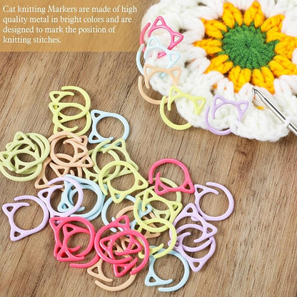 36Pcs Cat Stitch Markers for Crocheting, Cat Metal Crochet Stitch Marker Ring - Image 5