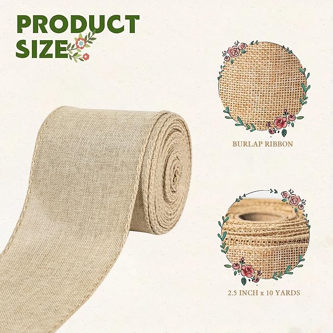 Burlap Ribbon Wired, Farmhouse Rustic Ribbon - Image 2