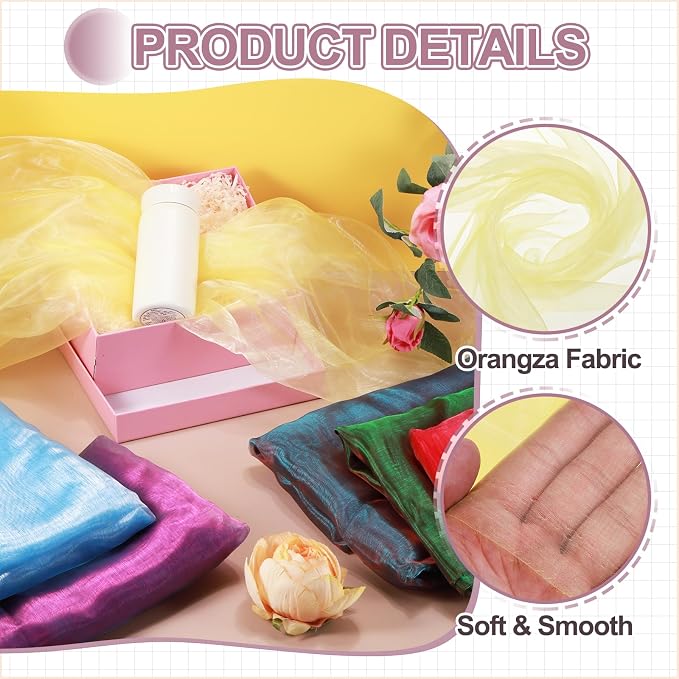 MECCANIXITY Iridescent Sheer Organza Fabric, 2 Yards x 59 Inches Solid - Image 3