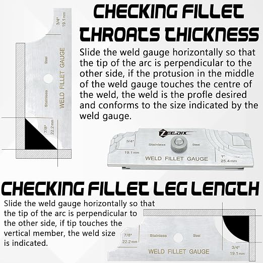 ZeeDix Metal Fillet Weld Gauge Set, Stainless Steel Welding Inspection Gauge - Image 5