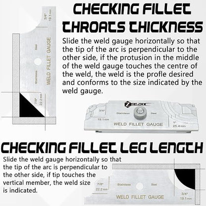 ZeeDix Metal Fillet Weld Gauge Set, Stainless Steel Welding Inspection Gauge - Image 5