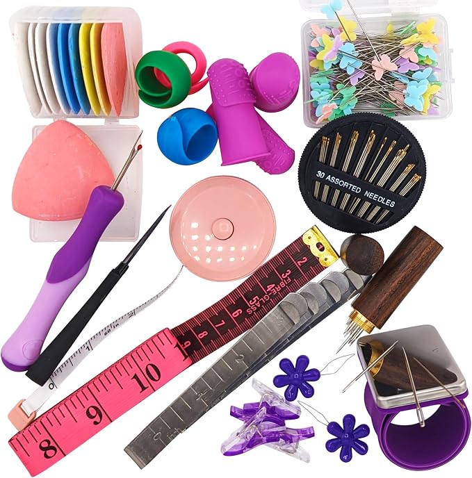 Hand Sewing Essential Kit | Featuring THIK-Grip Thimble | Including Needles by SiliconeAlley