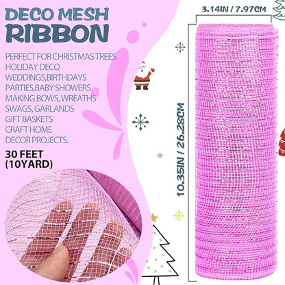 Anivia Deco Mesh Ribbon, 10inch x 30 Feet Each Roll Metallic Foil Mesh Ribbon - Image 2