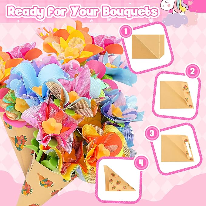 cosone Crafts Kits for Kids Ages 4-8, DIY Fabric Flower Bouquet Kit for 5 6 7 8 - Image 8