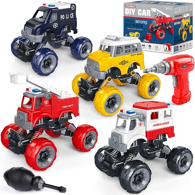 LUDILO Kids Boys Toys Age 4-6 5-7 6-8: 4 PCS DIY Assembly Building City Bus by LUDILO