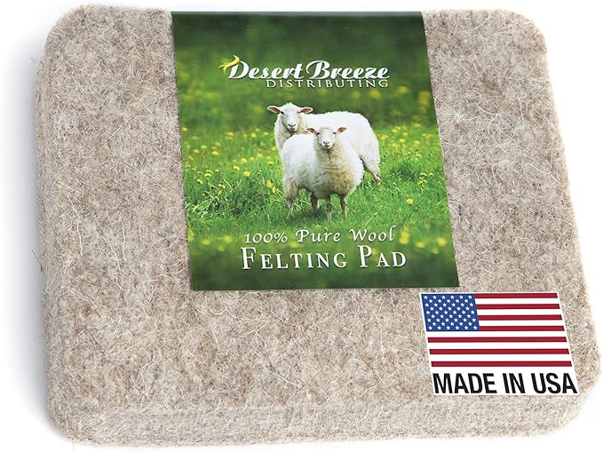 Made in USA, Needle Felting Pad, 100% Natural Wool, Good by DesertBreezeDistributing