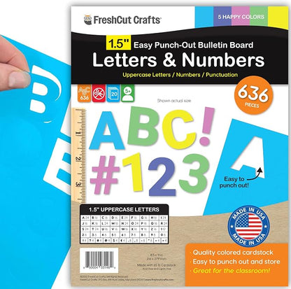 FreshCut Crafts 636 Pcs 1.5 in. Happy Colors Bulletin Board Letters & Numbers by FreshCutCrafts