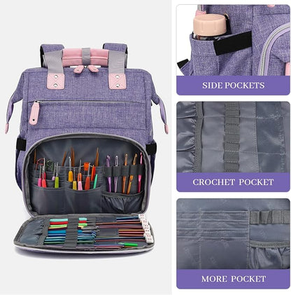 Crochet Backpack, Knitting Bag Backpack Yarn Storage Organizer Travel Crochet - Image 4
