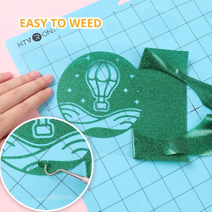 HTVRONT Green Glitter Heat Transfer Vinyl - Image 2