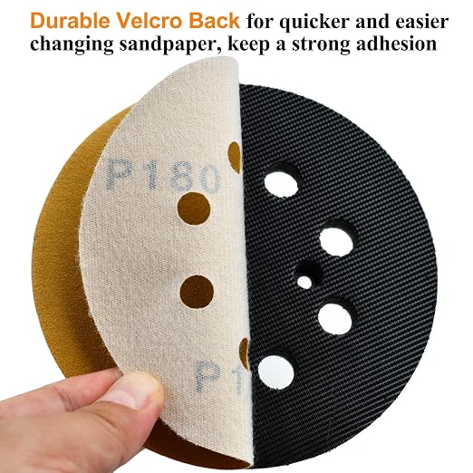 5-Inch 8-Hole Hook and Loop Sanding Discs 180-Grit Random Orbit Sandpaper - Image 4