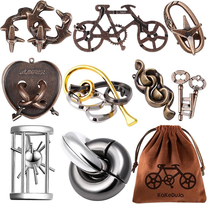 9 PCS Metal Puzzle for Adult Disentanglement Puzzles Lock Puzzle Games Set Gift by KaKeDuJa
