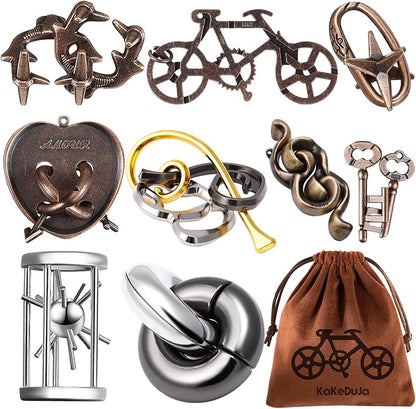 9 PCS Metal Puzzle for Adult Disentanglement Puzzles Lock Puzzle Games Set Gift by KaKeDuJa