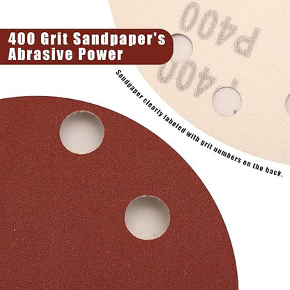 400 Grit 5 Inch Sanding Discs Hook and Loop Sandpaper - Image 2
