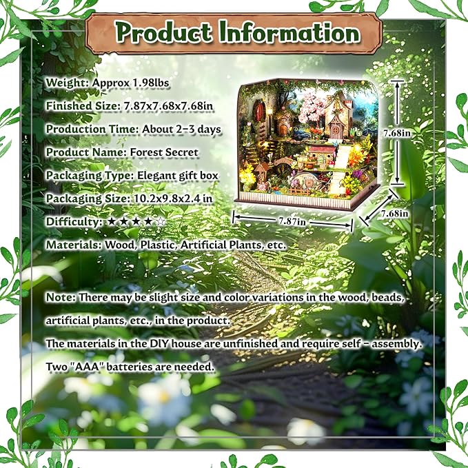 DIY Miniature House Kit, Forest Book Nook Kit - Image 4