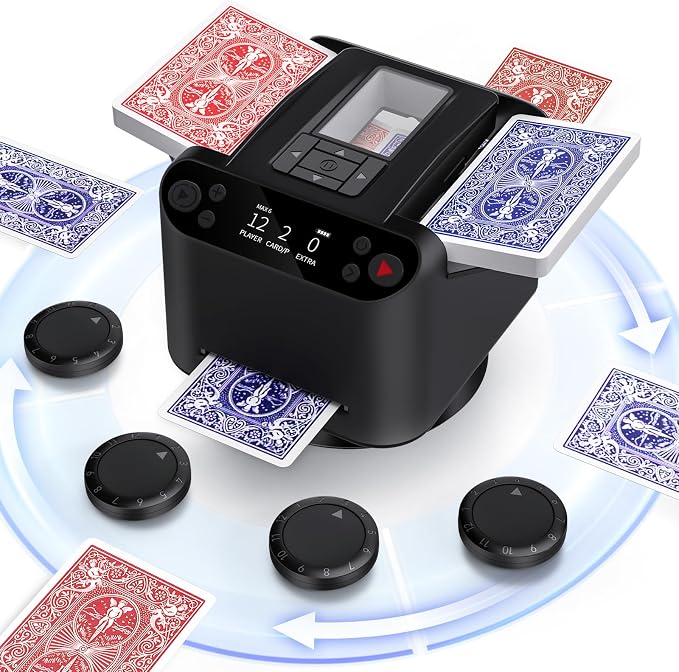 Automatic Card Shuffler and Dealer 2-in-1, 2 Deck 360° Rotating Dealing Machine by WelcometoXPAW
