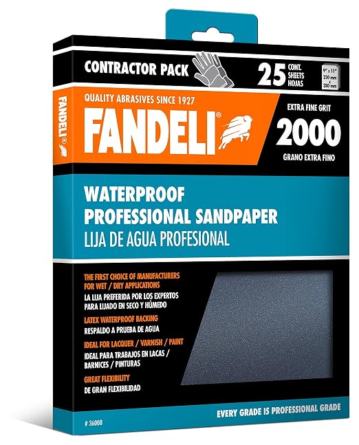 Fandeli | Waterproof Sandpaper | 2000 Grit | 25 Sheets 9'' x 11'' | by FandeliUSA