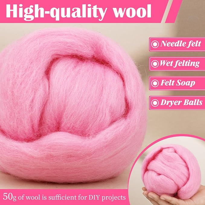 Mayboos Wool Roving Yarn, 1.76oz Colored Natural Wool Roving, Wool Felting - Image 5