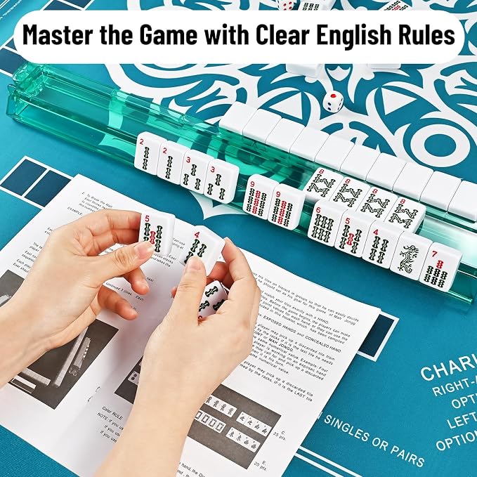 American Mahjong Tile Set – 166 White Tiles, 4 All-in-One Color Racks - Image 5