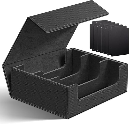 Homthy 1800+ Card Deck Case for Trading Cards, Leather Magnetic Closure by Homthy