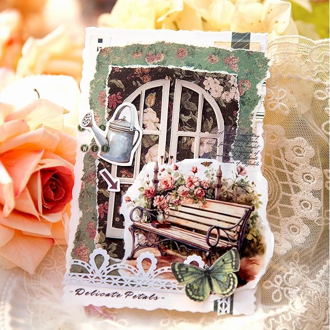 60Pcs PET Scrapbook Stickers, Vintage Aesthetic Designs - Image 6