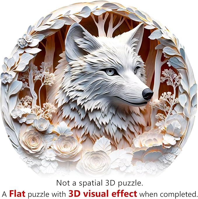 Wooden Puzzles Adults, 3D Wolf Wooden Puzzles 100 Pieces, Unique Animal Shaped - Image 2