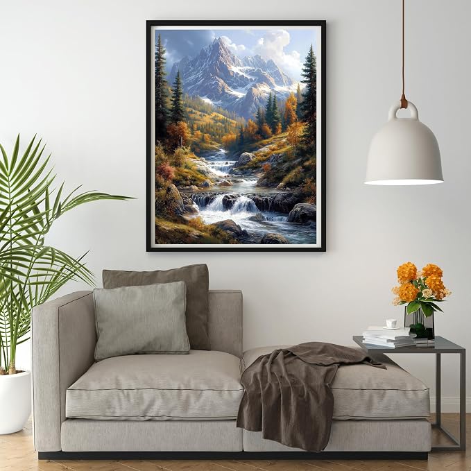 14ct Counted Cross Stitch Kits for Adults Mountains Rivers Printed Stamped - Image 2